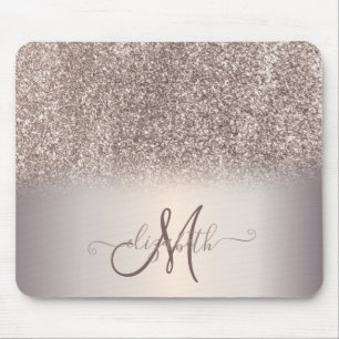 Modernes Glitter Ombre Cooles Monogramm Mousepad