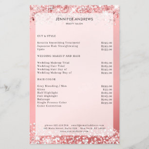 Modernes Glitter-Salon-Preisliste Flyer