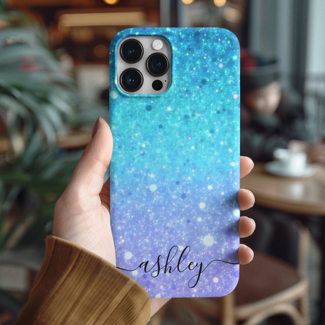 Modernes Glitterblau und Lila Case-Mate iPhone Hülle (Von Creator hochgeladen)