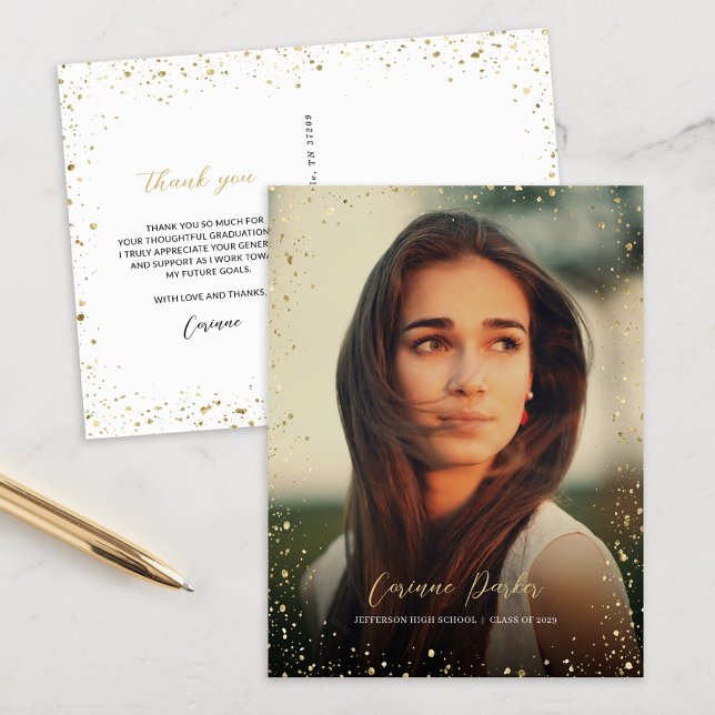 Modernes Glitz Abschluss Foto Vielen Dank Postcard Postkarte (Von Creator hochgeladen)
