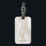 Modernes Glitzer aus weißem Marmor Gepäckanhänger<br><div class="desc">Modern schicke,  weiße Marmor Glitzer Monogramm Gepäckanhänger</div>