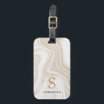 Modernes Glitzer aus weißem Marmor Gepäckanhänger<br><div class="desc">Modern schicke,  weiße Marmor Glitzer Monogramm Gepäckanhänger</div>