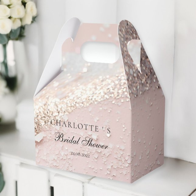 Modernes, Glitzer Brautparty Geschenkschachtel (Modern, Glitter Bridal Shower Favor Boxes with your name & date.)