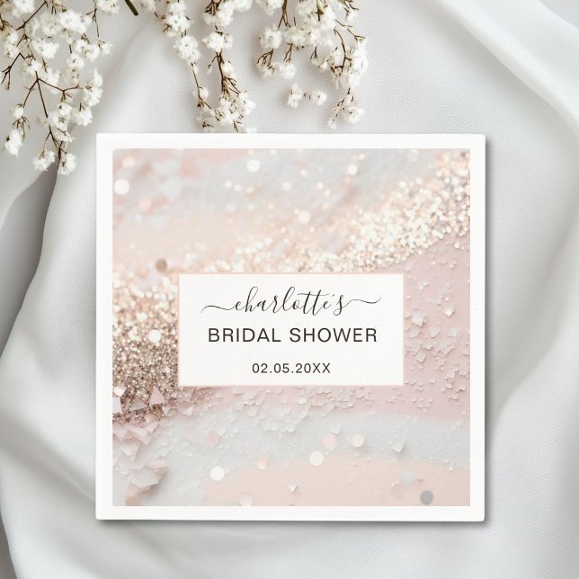 Modernes Glitzer Brautparty Serviette (Personalized Modern Glitter Bridal Shower Napkins)
