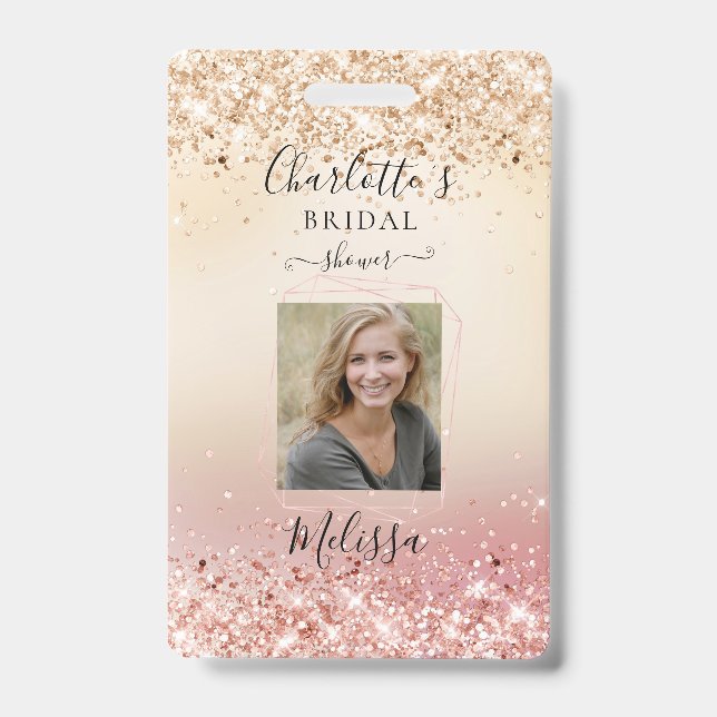 Modernes Glitzer-Gold-Rosegold-Abzeichen (Imitate) Ausweis (Vorderseite)