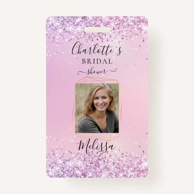 Modernes Glitzer Lila (Imitate) Abzeichen Ausweis (Vorderseite)