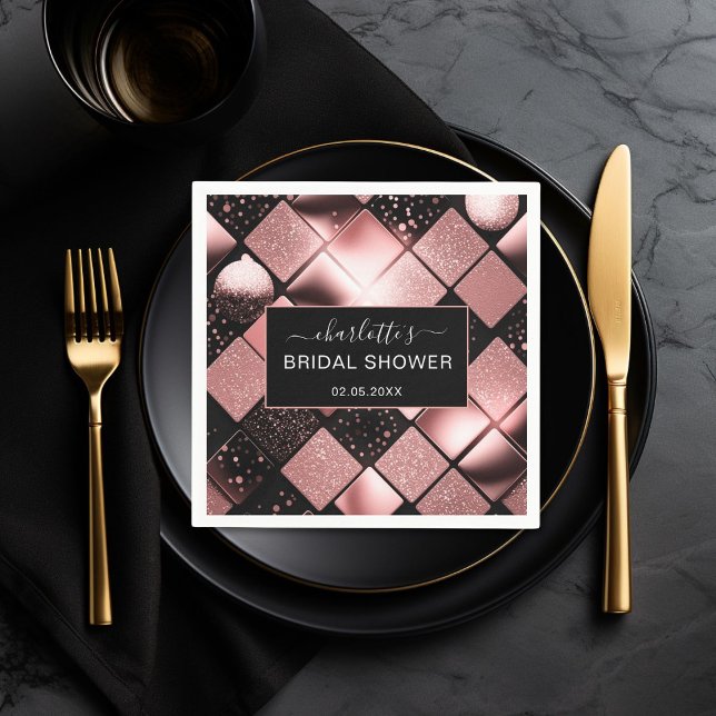 Modernes Glitzer Muster Brautparty Serviette (Modern Copper Glitter Pattern Bridal Shower Napkins)