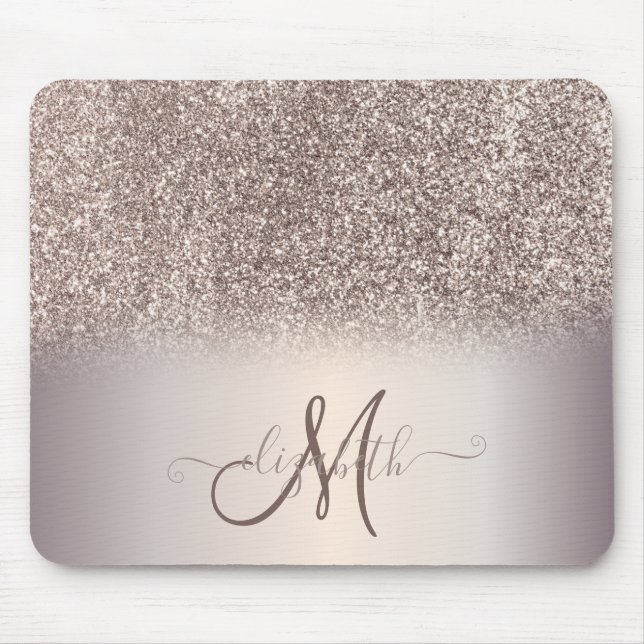 Modernes Glitzer Ombre Cool Monogram Mousepad (Vorne)