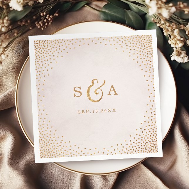 Modernes Glitzer Rose Gold Hochzeitsmonogramm Serviette (Modern blush glitter rose gold wedding monogram paper napkins)