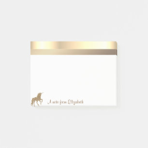 Modernes Glitzerndes Einhorn in Gold - Personalisi Post-it Klebezettel