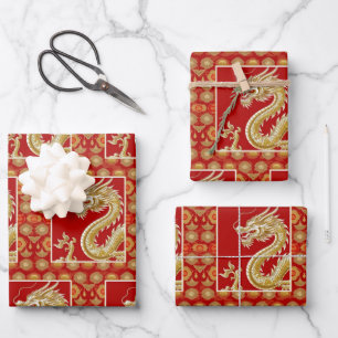 Modernes Glückliches Chinesisches Neujahr modernes Geschenkpapier Set