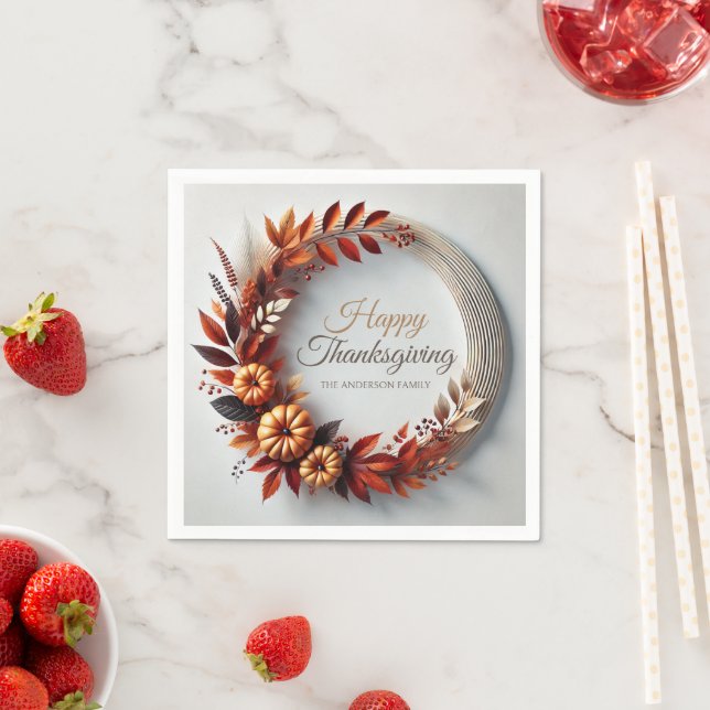 Modernes glückliches Dankeschön für Blumenreath Serviette (Beispiel)