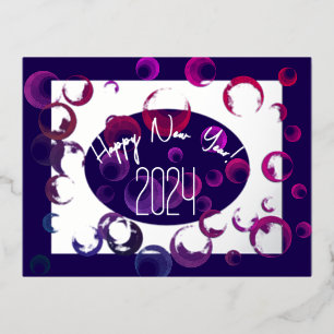 Modernes glückliches neues Jahr, farbenfrohe Blase Folien Feiertagspostkarte