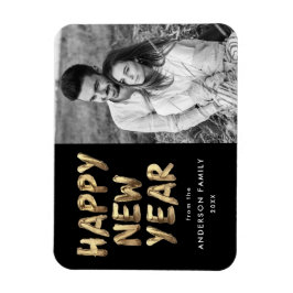 Modernes glückliches New Year Black and Gold Foto Magnet