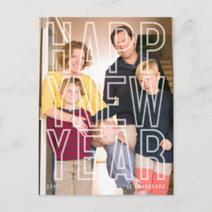 Modernes, glückliches New Year Chic Typografy Fami Feiertagspostkarte