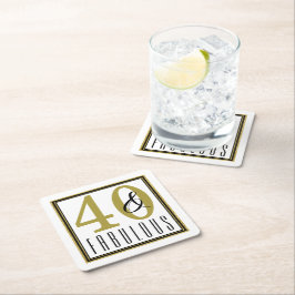 Modernes Gold 40 & fabelhaftes 40. Geburtstags-Par Rechteckiger Pappuntersetzer