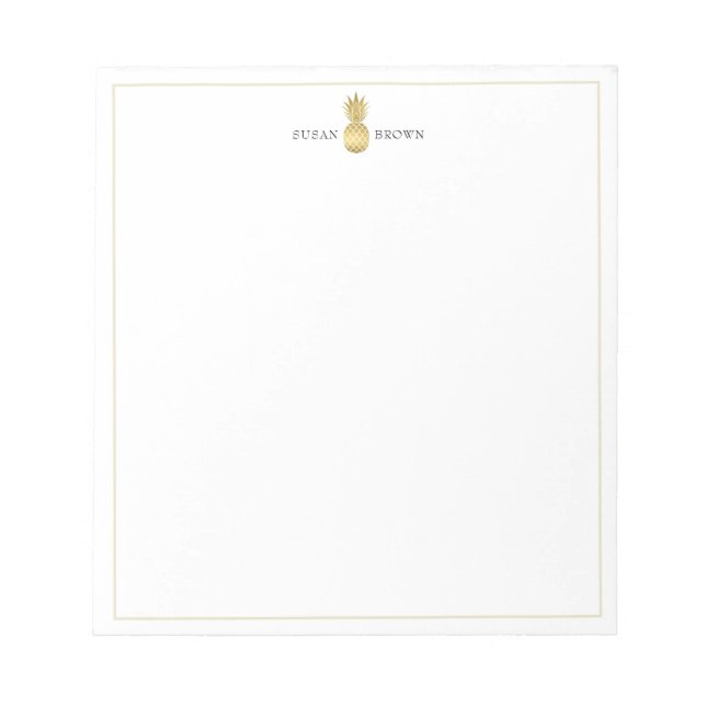Modernes Gold Ananas Personalisiert Notepad Notizblock (Vorderseite)