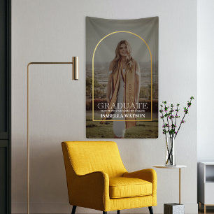 Modernes Gold Arch Foto Grad Party Banner
