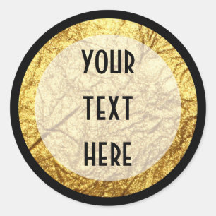 Modernes Gold auf Schwarz-weißem Streifen Luxus Bo Runder Aufkleber