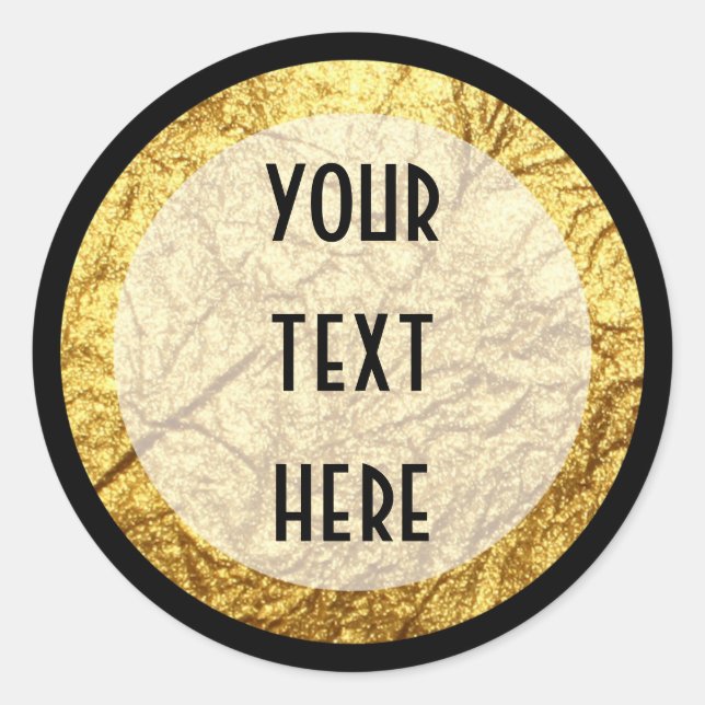 Modernes Gold auf Schwarz-weißem Streifen Luxus Bo Runder Aufkleber (Vorderseite)
