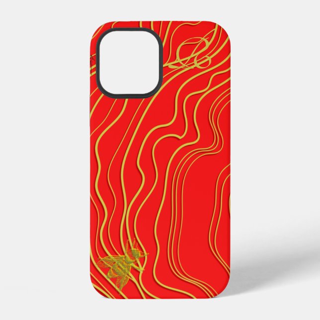Modernes Gold Bee Monogram Case-Mate iPhone Case Hülle (Rückseite)