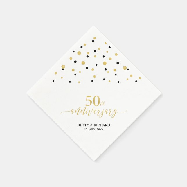 Modernes Gold & Black 50-jähriges Party Serviette (Ecke)