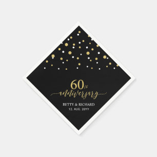 Modernes Gold & Black 60-jähriges Party Napkins Serviette