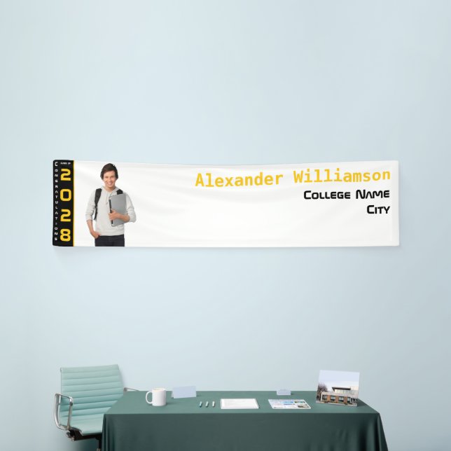 Modernes Gold Black Abschluss Foto Party Banner (Messeveranstaltung)