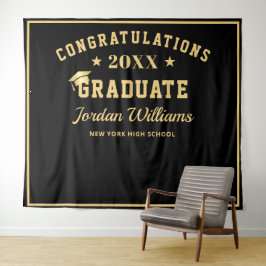 Modernes Gold Black Abschluss Foto Stand Hintergru Wandteppich