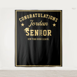 Modernes Gold Black Abschluss Foto Stand Hintergru Wandteppich