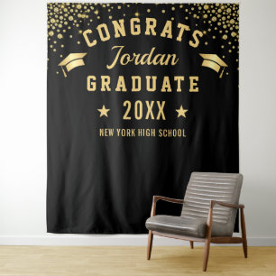 Modernes Gold Black Abschluss Foto Stand Hintergru Wandteppich