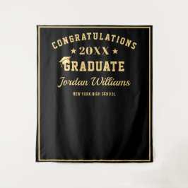Modernes Gold Black Abschluss Foto Stand Hintergru Wandteppich