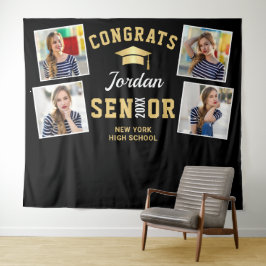 Modernes Gold Black Abschluss Foto Stand Hintergru Wandteppich