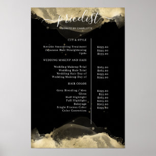 Modernes Gold Black Wassercolor-Preisliste Poster
