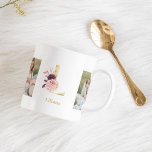 Modernes Gold Blume Letter L | Monogramm für zwei  Kaffeetasse<br><div class="desc">Modernes Gold Blume Letter L | Monogramm für zwei Fotos</div>