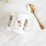 Modernes Gold Blume Letter N | Monogramm für zwei  Kaffeetasse<br><div class="desc">Modernes Gold Blume Letter N | Monogramm für zwei Fotos</div>