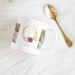Modernes Gold-Blume Letter O | Monogramm für zwei  Kaffeetasse<br><div class="desc">Modernes Gold-Blume Letter O | Monogramm für zwei Fotos</div>