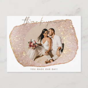 Modernes Gold Blush Glitzer Foto Hochzeit Vielen D Postkarte