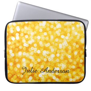 Modernes Gold Bokeh mit Individuelle Name Laptopschutzhülle