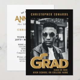 Modernes Gold Bold Typografy Foto Abschluss Ankündigung