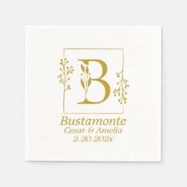 Modernes Gold Botanic Letter B Paper Serviette