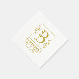 Modernes Gold Botanic Letter B Paper Serviette