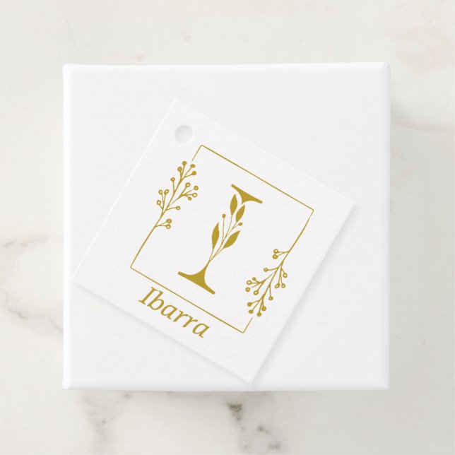 Modernes Gold Botanischer Brief I Personalisiert Geschenkanhänger (Beispiel)