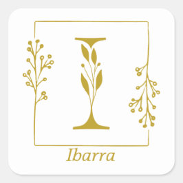 Modernes Gold Botanischer Letter I Square Sticker