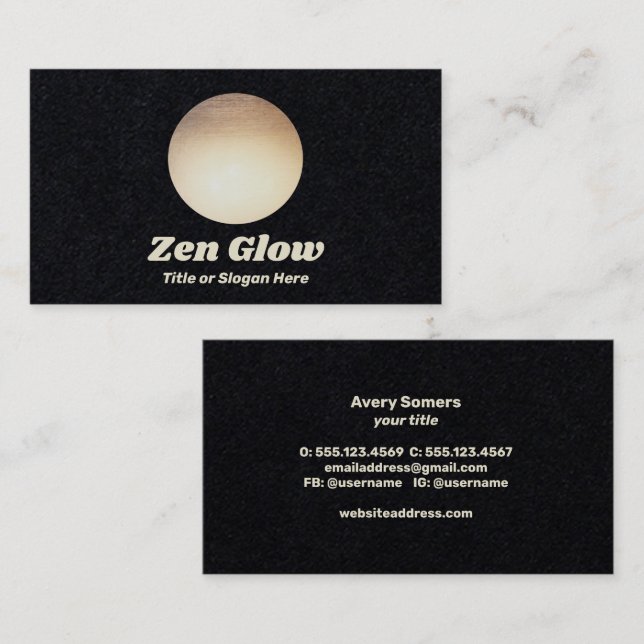 Modernes Gold Circle Black Visitenkarte (Vorne/Hinten)