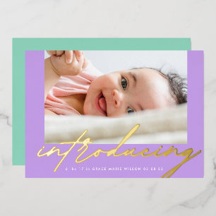 Modernes Gold - Einführung in das Foto Baby Folieneinladung