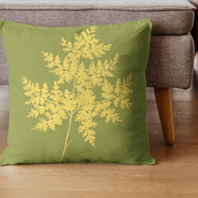 Modernes Gold Fern Botanisch Kissen (Von Creator hochgeladen)