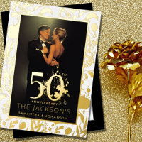 Modernes Gold Floral-Fest zum 50. Hochzeitstag