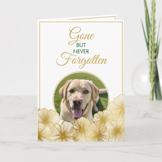 Modernes Gold Floral Pet Loss Foto Beileid Karte (Vorderseite)