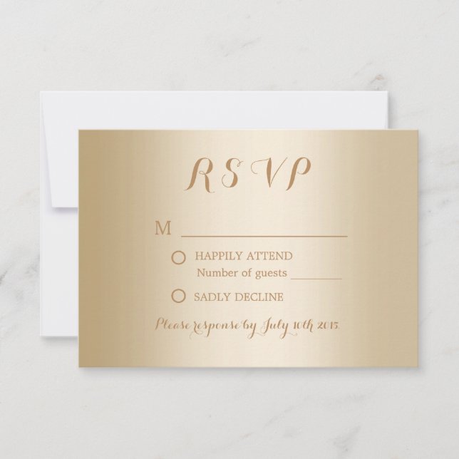 Modernes Gold Foil Background Wedding RSVP (Vorderseite)